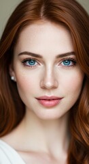 Naklejka premium Woman with red hair and blue eyes