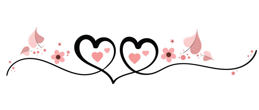 Heart Love couple with ornaments. Celebration my love. Valentines Day. Illustration lovely	
