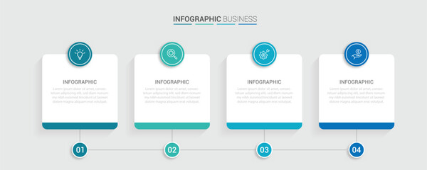 Business vector infographic design template with icons and 4 options or steps. Can be used for process diagram, presentations, workflow layout, flow chart, info graph