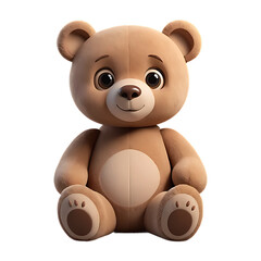 Cute and cuddly brown teddy bear sitting and smiling with a white background