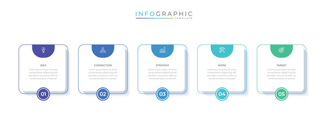 Business vector infographic design template with icons and 5 options or steps. Can be used for process diagram, presentations, workflow layout, flow chart, info graph
