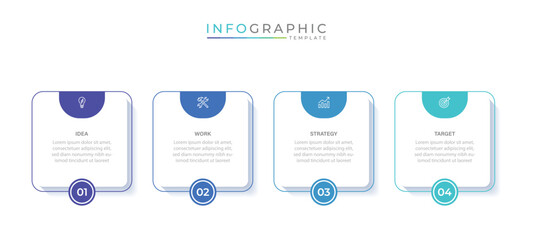 Business vector infographic design template with icons and 4 options or steps. Can be used for process diagram, presentations, workflow layout, flow chart, info graph