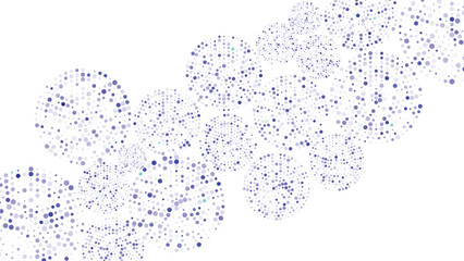 Vector abstract blue background frame of geometric shapes. Circular ornament. Pattern of dots, particles, molecules, fragments. Poster for technology, medicine, presentations, business.