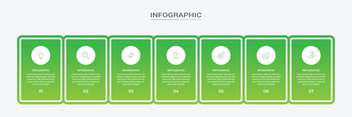 infographic design with 7 options or steps. Infographics for business concept. Can be used for presentations workflow layout, banner, process, diagram, flow chart, info graph, annual report.