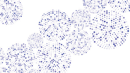 Vector abstract blue background frame of geometric shapes. Circular ornament. Pattern of dots, particles, molecules, fragments. Poster for technology, medicine, presentations, business.