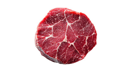 Fototapeta premium Fresh marbled beef steak, isolated on white background for gourmet cooking and culinary presentations.