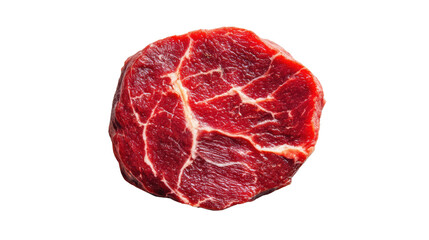 Obraz premium Fresh raw beef cut isolated on white background, ideal for use in cooking or culinary presentations.
