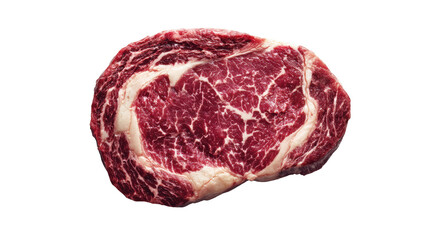 Obraz premium High-quality marbled ribeye steak on a white isolate background.