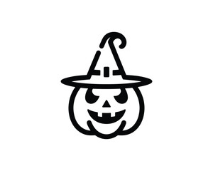 Pumpkin witch hat logo for halloween branding