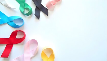 Colorful ribbons in a circle, with gold included, symbolize hope and support for Childhood Cancer Awareness Month