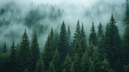 Misty forest canopy