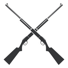 Crossed shotguns hunting weaponry vintage design