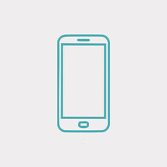 Simple teal outline smartphone icon mobile device