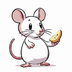 Adorable Cartoon Mouse Enjoying a Slice of Fruit
