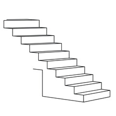Simple black line drawing of a modern staircase on a white background