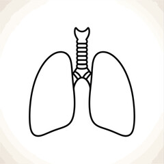 Simple outline drawing of human lungs and trachea on a white background