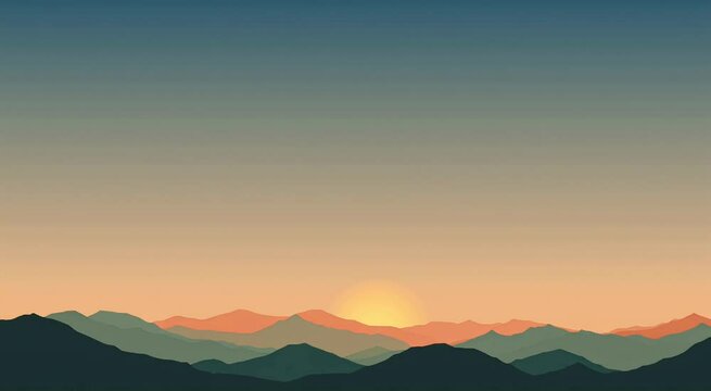 Minimalist Mountain Range at Sunset Vector Illustration Ideal for Backgrounds
