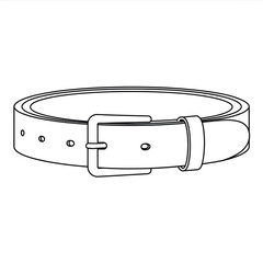 Simple outline drawing of a classic leather belt with a metal buckle and holes