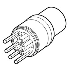 Detailed line drawing of a multi pin electrical connector with protruding pins