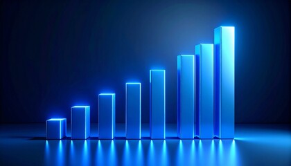 Glowing Bar Graph on Dark Background