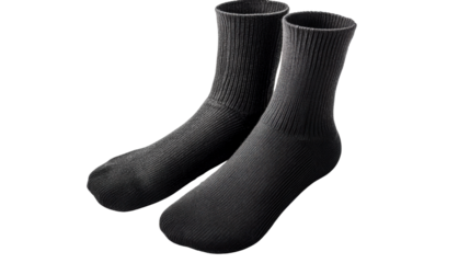 Pair of black cotton socks isolated on white background 