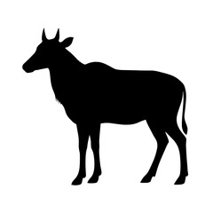 Obraz premium Silhouette of Nilgai Standing in Profile on White Background