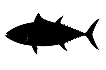 Obraz premium Bold Silhouette of a Skipjack Tuna Against Bright White