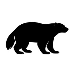 Obraz premium Silhouette of a Wolverine in Profile with Distinctive Fur and Tail Shape