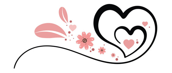 Heart Love couple with ornaments. Celebration my love. Valentines Day. Illustration lovely	
