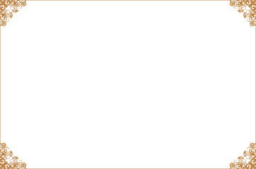 Elements of ornate vintage frames. Border gold on white classic calligraphy swirls, floral motifs. Design print for greeting cards, wedding invitations, restaurant menu, royal certificates. Set 407