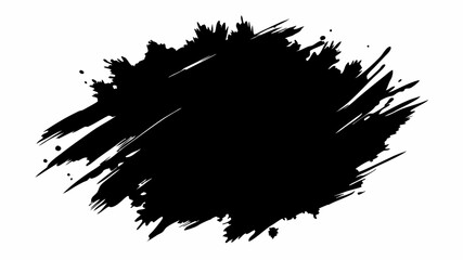 Vector  black ink blot with jagged edges and streaks on a white background creating an abstract shape design