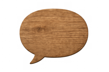 Speech bubble made of wood grain, conveying a message with natural and organic feel, isolated on transparent background