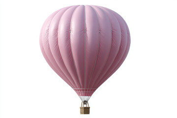 Naklejka premium Pink hot air balloon with ribbed fabric texture and wicker basket isolated on white background, whimsical and romantic design