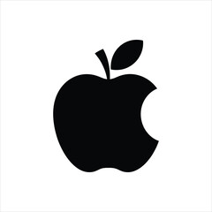 Apple Silhouette Icon – Black Apple Fruit Vector Isolated on White Background