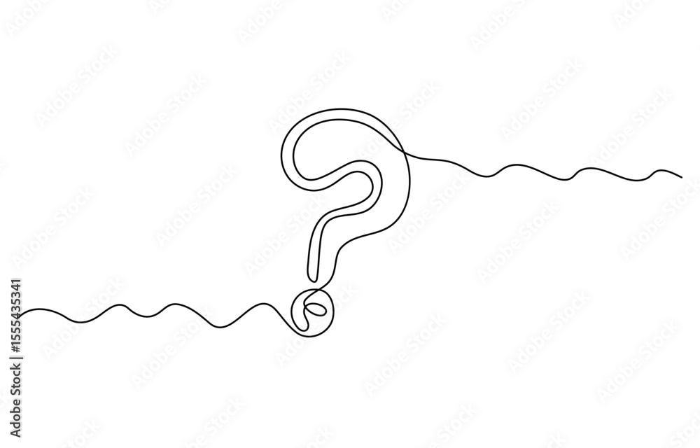 Fototapete question mark linear background. one continuous line drawing of question mark. vector illustration. 