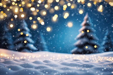 Obraz premium Winter Magic in the Air. Sparkling Snowfall Dreams. Golden Lights of a Silent Night.