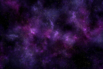 Obraz premium Deep space galaxy background with purple and violet nebula clouds and distant stars