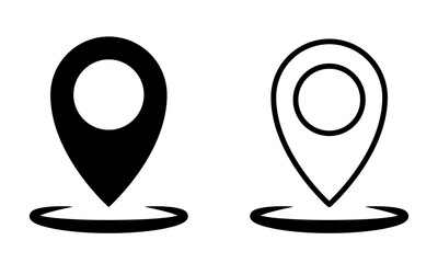 Dual Style Location Pin Icons – Solid and Outline