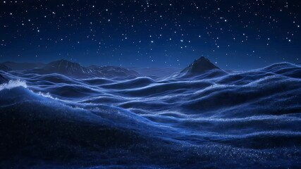 dark blue night sky with stars and mountains abstract landscape - Powered by Adobe