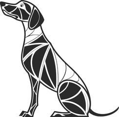 Standing Dog Silhouette Vector Illustration – Side View of Pet