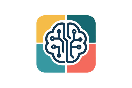 Pac-Man Shaped Brain Logo with Circuitry