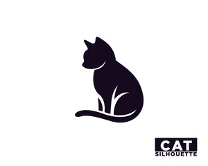 stand elegant silhouette cat logo icon symbol design template illustration inspiration