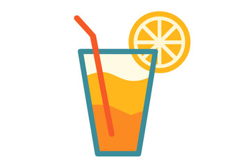 Orange Juice Drink with Straw and Slice