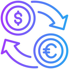 Money exchange icon for accounting and finance business, website, application, printing, document, poster design, etc