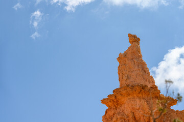 Queen Victoria Rock Formation, looking up from the Queens Garden Trail, summer vacation exploring in Bryce Canyon National Park, Utah

