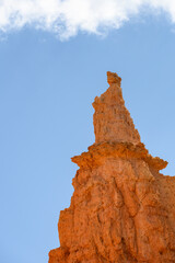 Queen Victoria Rock Formation, looking up from the Queens Garden Trail, summer vacation exploring in Bryce Canyon National Park, Utah
