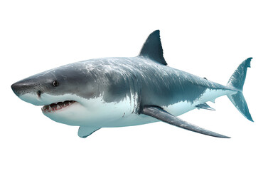 White shark isolated on a transparent background