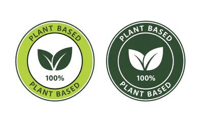 Plant based 100% logo icon badge for vegan products