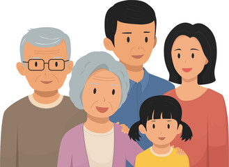 가족을 표현한 캐릭터 일러스트