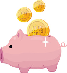 돼지 저금통과 동전 일러스트